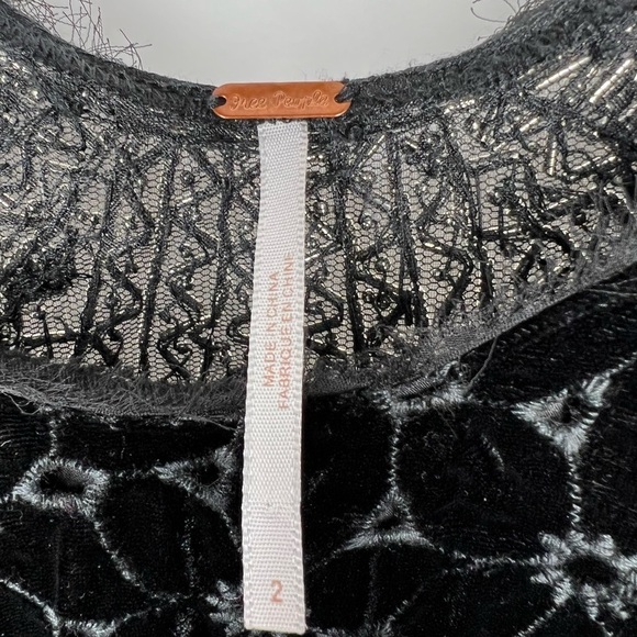 Free People Women’s Beaded Black Velvet Mini Shift Dress - Picture 8 of 15